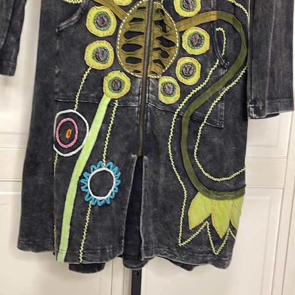 Rising International Women’s Handmade Long Jacket Dress Hoodie Full Zip Sz L - Picture 5 of 13
